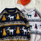 Korean Style Deer Print Thermal Sweater for Men