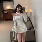 Off-Shoulder Women's Slim Sheath Dress - Pure Desire
