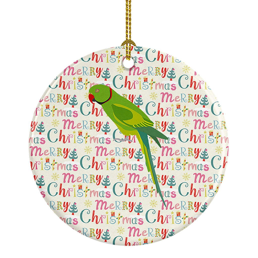 Ring-Necked Parakeet Christmas Ceramic Ornament
