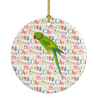 Ring-Necked Parakeet Christmas Ceramic Ornament