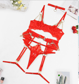 Fire Ruby Lingerie Set - Lace Underwire Half Cup