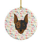Harlequin Pinscher #2 Merry Christmas Ceramic Ornament