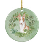 Ibizan Hound Sitting Tall Christmas Wreath Ceramic Ornament