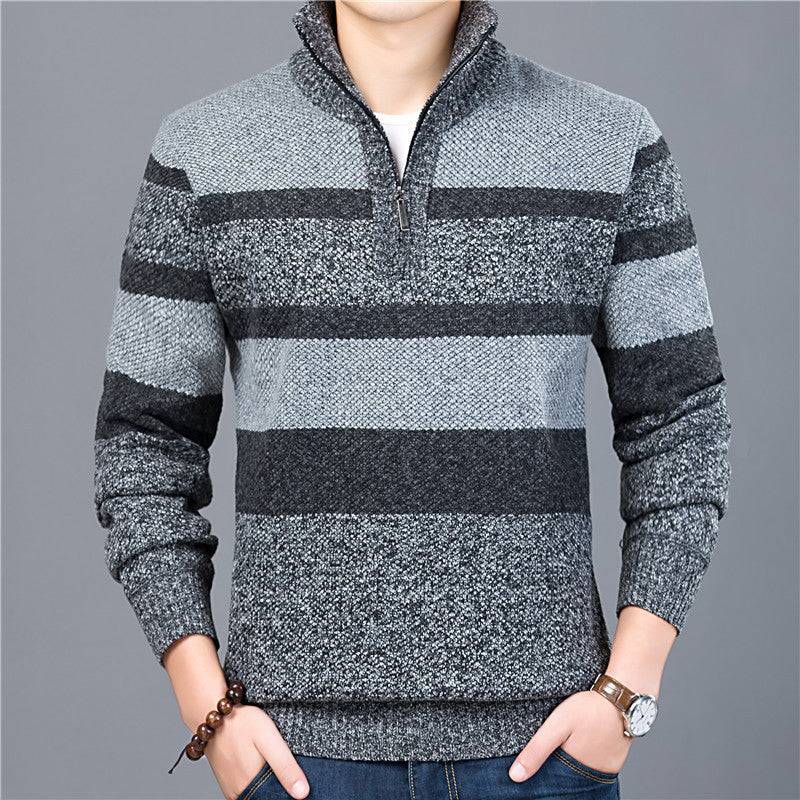 Men's Striped Turtleneck Pullover Sweater for Autumn/Winter | Streetwear