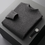 Men's Mock Neck Sweater - Pure Wool Knit Shirt