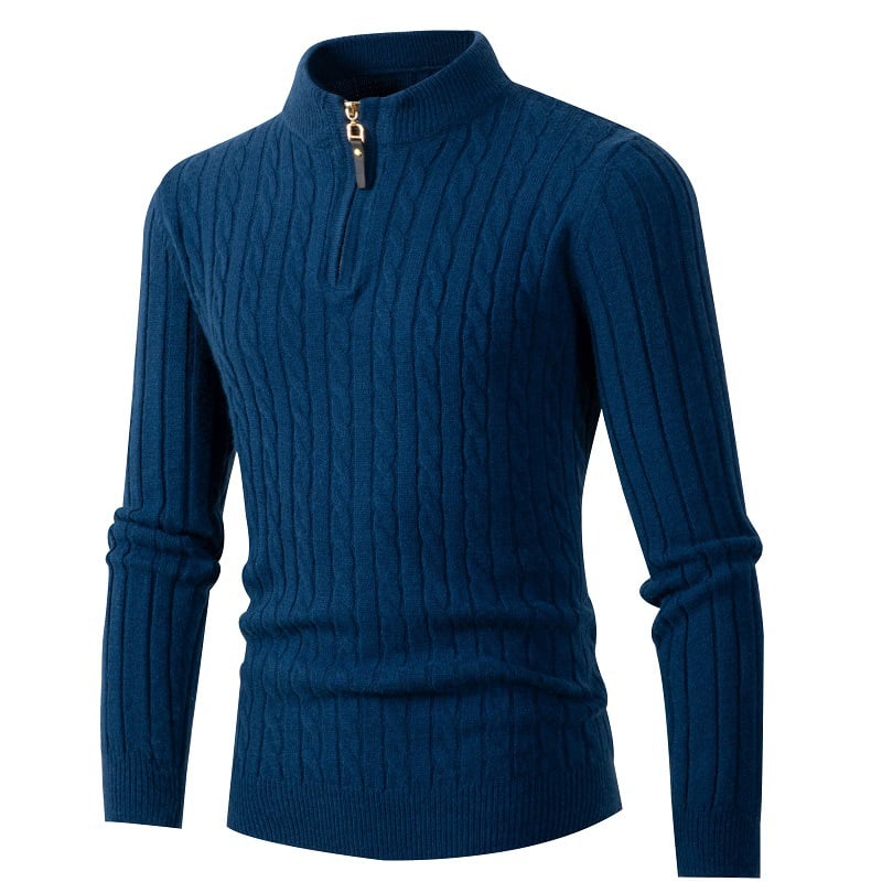 Men's Long Sleeve Half High Neck Zipper Knit Top