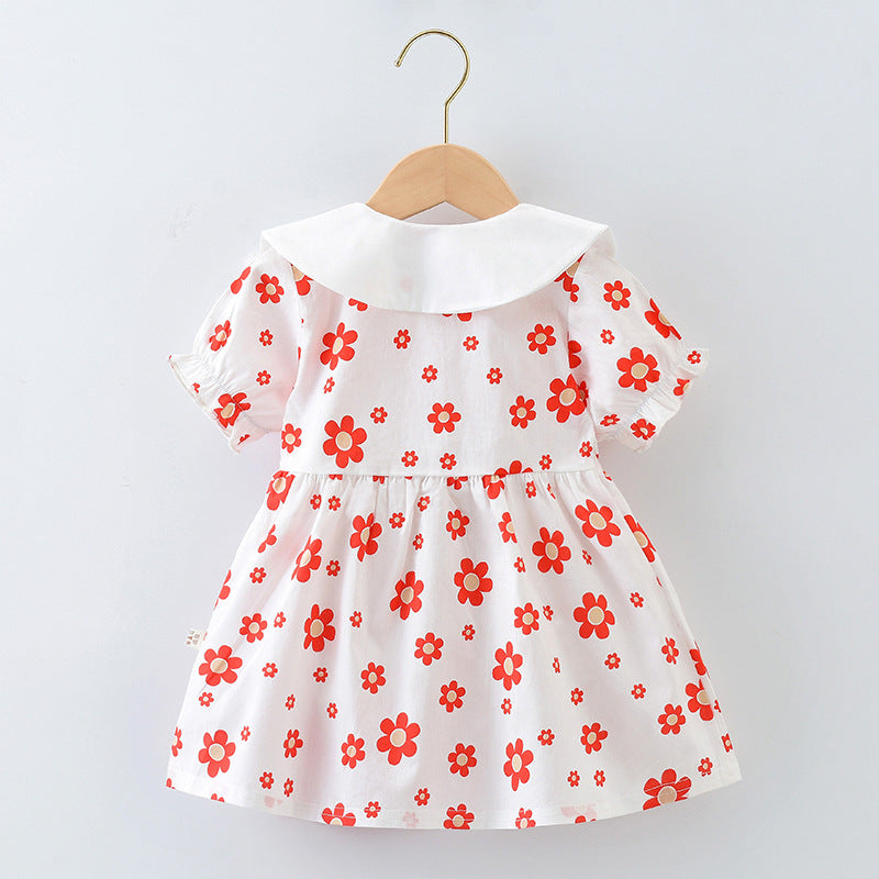 Girls' Summer Short Sleeve Cotton Dress 2024 New Style