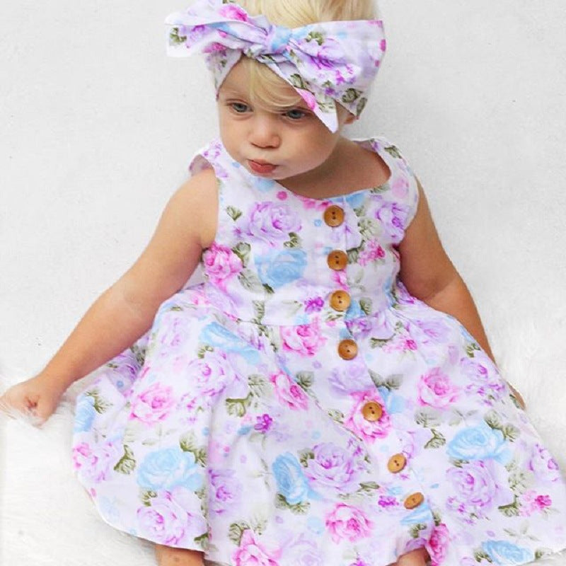Summer Floral Sleeveless Dress Set for Girls (2018)