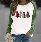 Christmas Tree Pattern Print Round Neck T-Shirt | Streetwear