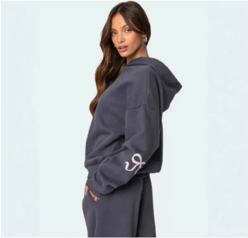 Women's Loose Bow Print Sweater