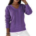 Cozy Twist V-Neck Knit Pullover | Streetwear