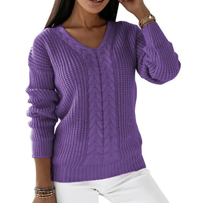 Cozy Twist V-Neck Knit Pullover | Streetwear