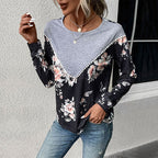 Women's Casual Long Sleeve Color Block Sweater