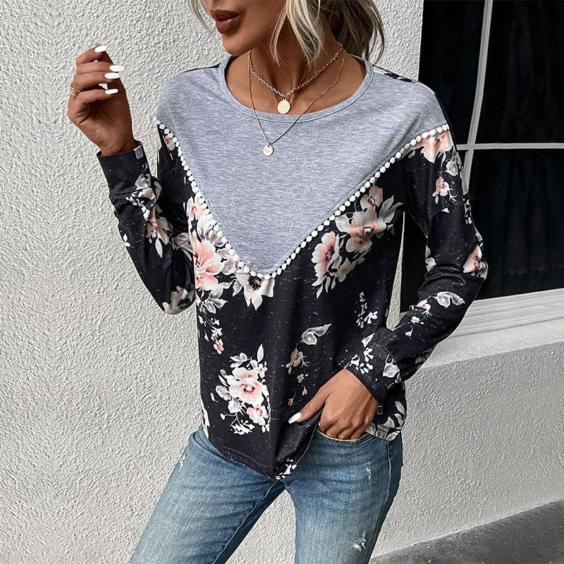Women's Casual Long Sleeve Color Block Sweater