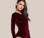 Lace Bodysuit with Open Back and Fitted Design