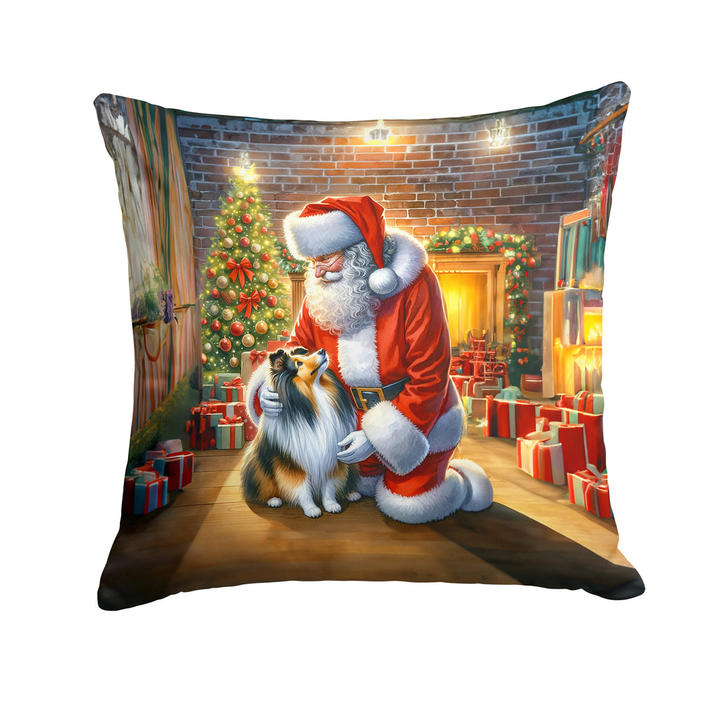 Sheltie and Santa Claus Throw Pillow