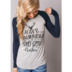 Christmas Reindeer Head Graphic Long Sleeve T-Shirt | Streetwear