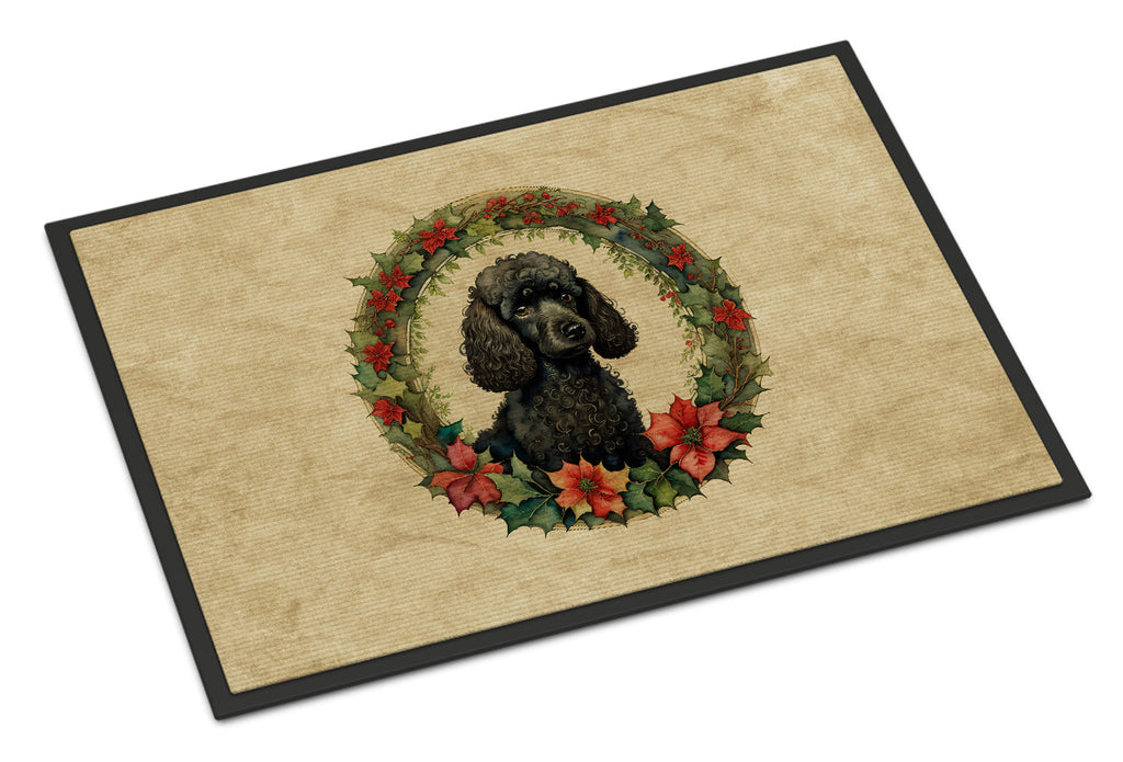 Poodle Christmas Flowers Doormat
