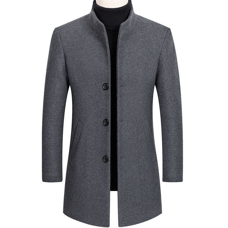 Medium Length Wool Coat for Men
