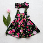 Summer Floral Dress for Toddler Girls with Bow Headband