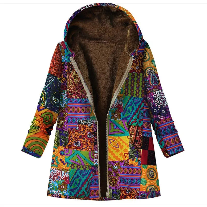 Vintage Women's Cotton and Hemp Hoodie Coat with Pockets | Streetwear