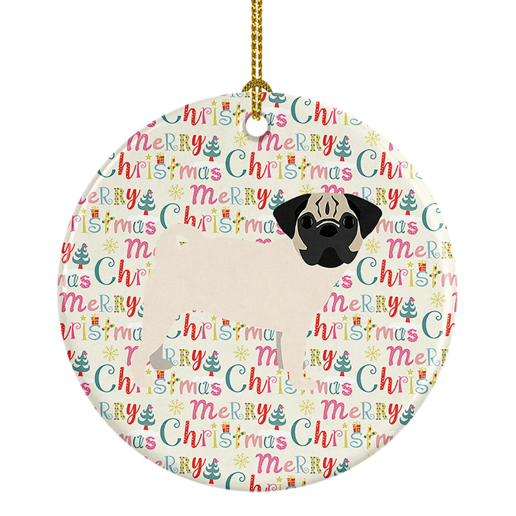 Pug #1 Merry Christmas Ceramic Ornament