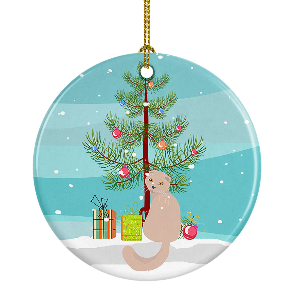 Scottish Fold Cat Christmas Ceramic Ornament