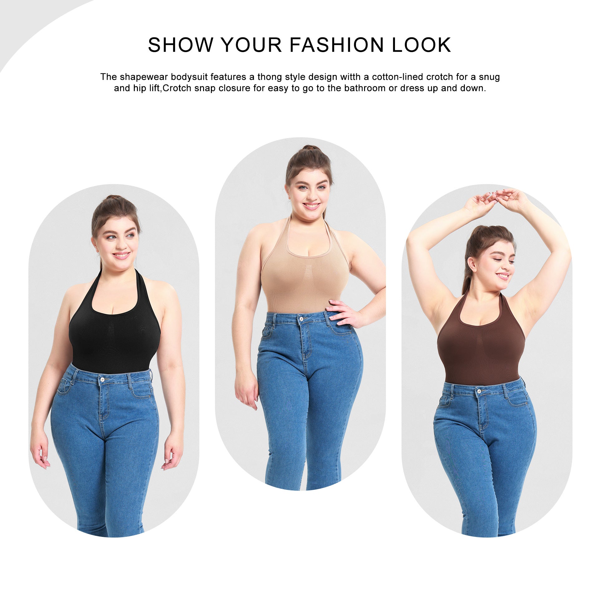Women's Backless Bodysuit Shaping Top Plus Size