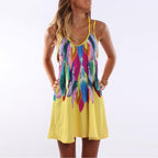 Floral Print A-Line Dress with Spaghetti Straps