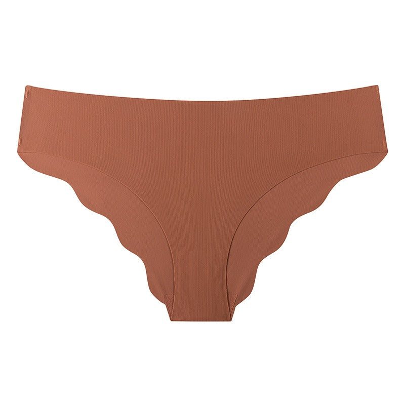 Seamless Ice Silk Ruffled Low Waist Panties