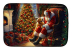 Golden Retriever and Santa Claus Dish Drying Mat