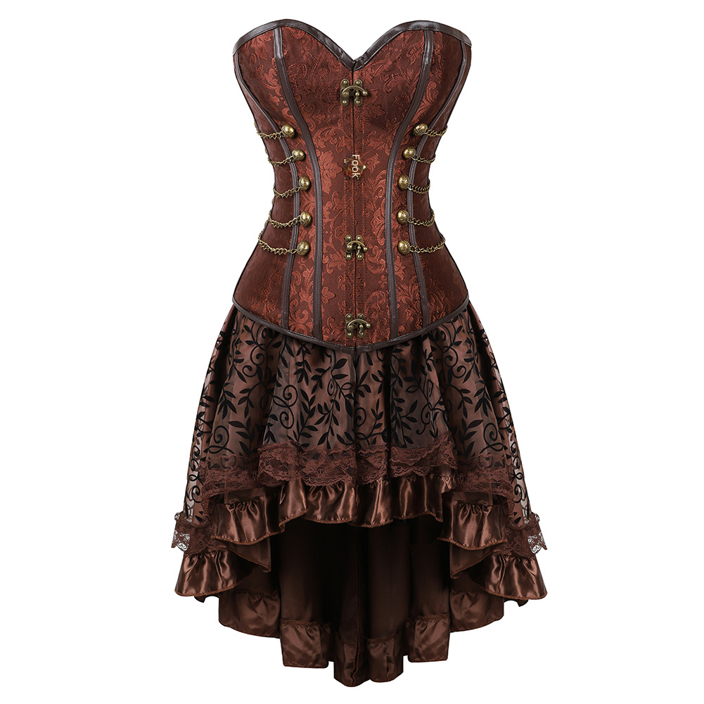 Brown Corset Two-Piece Set - Factory Direct Supply
