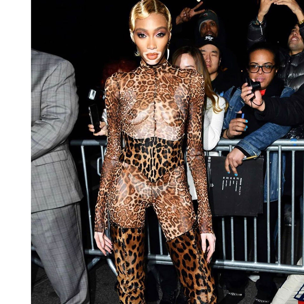 2019 Women's Leopard Print Bodysuit & Jumpsuit Outfit