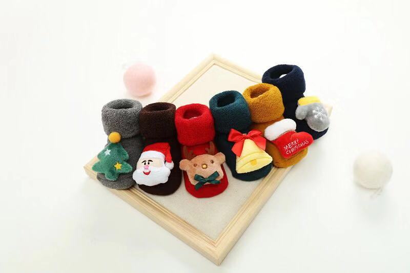 Thick Non-Slip Cotton Christmas Baby Socks with Bells