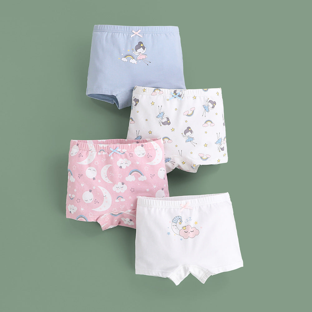 Spring Summer Girls Cotton Cartoon Boxer Shorts