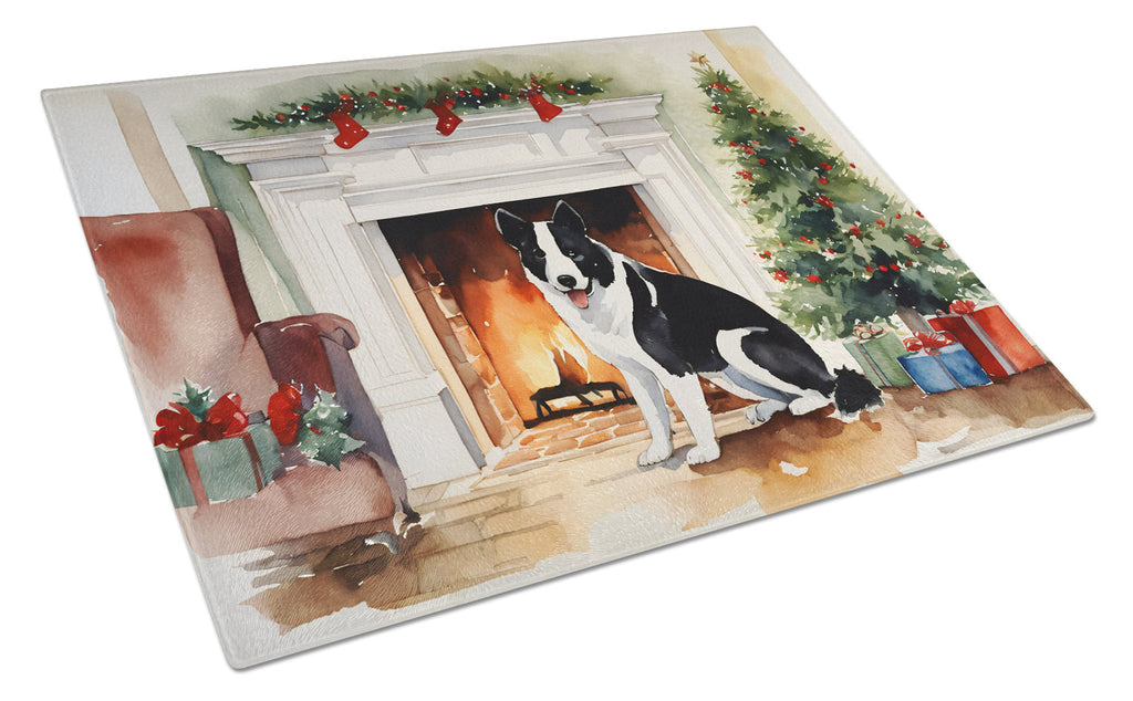 Karelian Bear Dog Cozy Christmas Glass Cutting Board