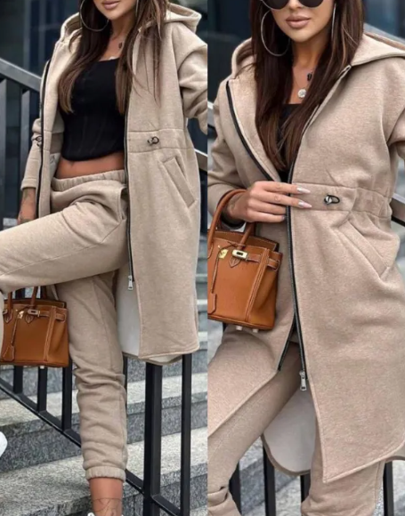 Women's Fleece Hooded Sweater Set