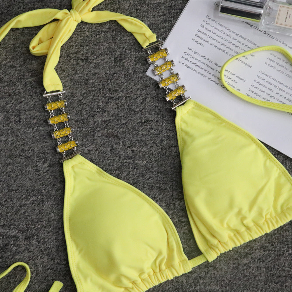 Metal Chain Bikini with Strap Design