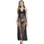 Lace Side-Slit Long Sleeve Nightgown (Lingerie)