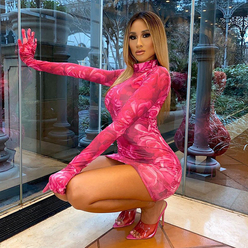Printed Long Sleeve Dress with Gloves - Summer Fashion 2020