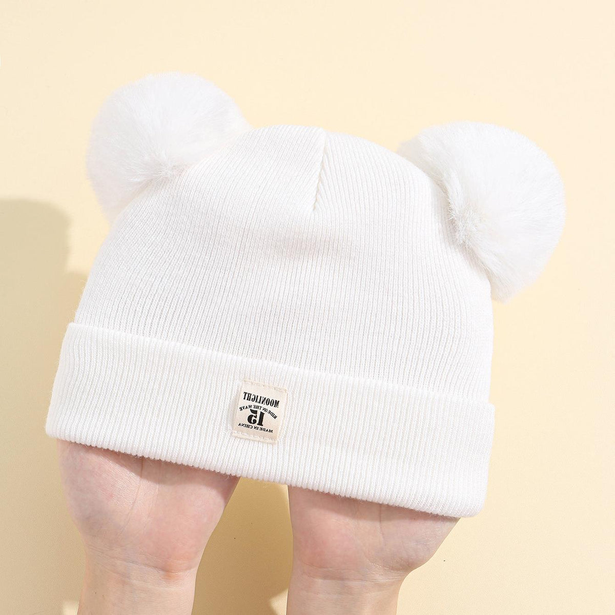 Children's Wool Double Ball Beanie Hat | Embroidered Cap
