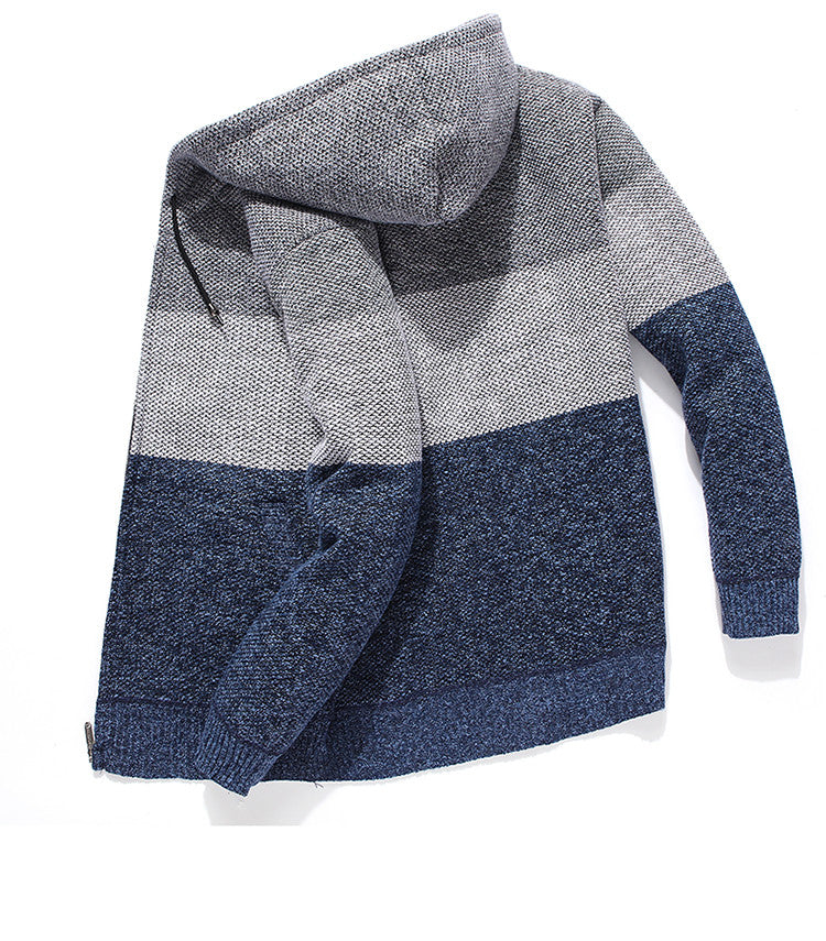 Casual Men's Hooded Fleece Warm Sweater