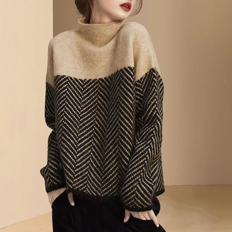 Colorblock Turtleneck Sweater