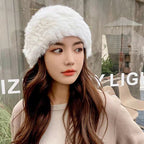 Cute Furry Knitted Wool Hat with Facial Design | Embroidered Cap