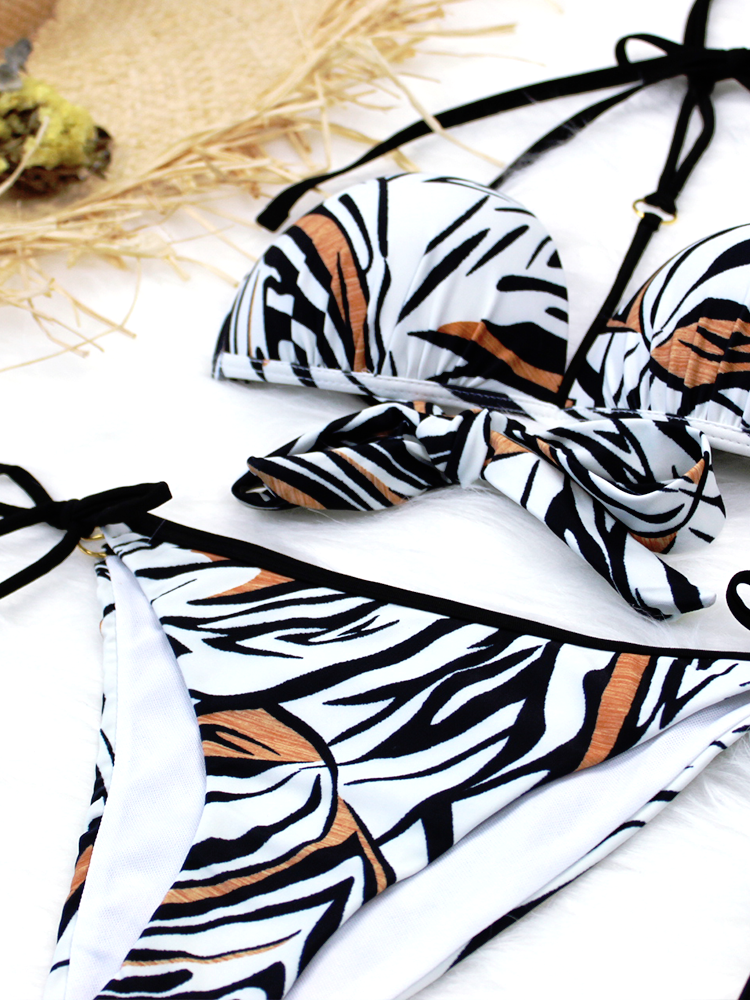 Sexy Women's Leopard Print Two-Piece Bikini Swimsuit