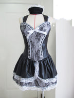 Black Halloween Corset Dress Maid Costume for Performances