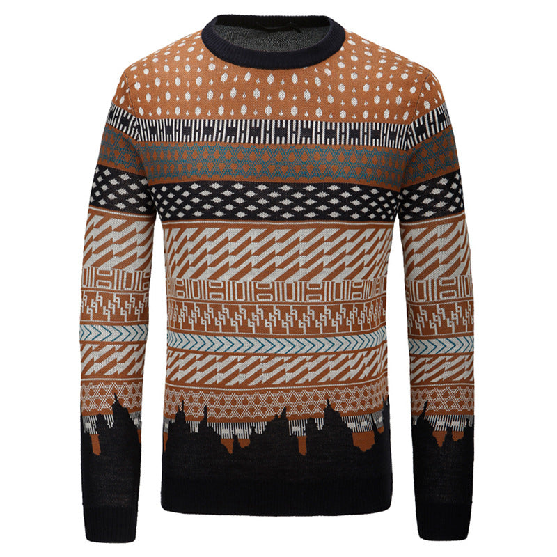 Men's Slim Pullover Sweater in Contrasting Colors | Streetwear