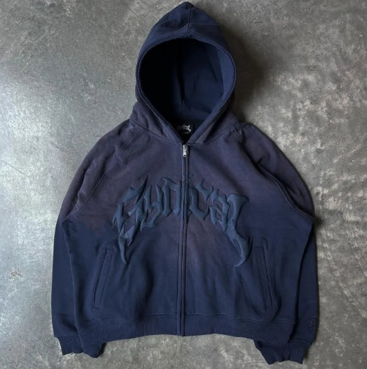 American-Style Vintage Zipper Sweater