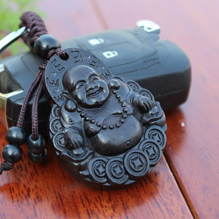 High-End Ebony Keychain with Buddha Design | Accessory