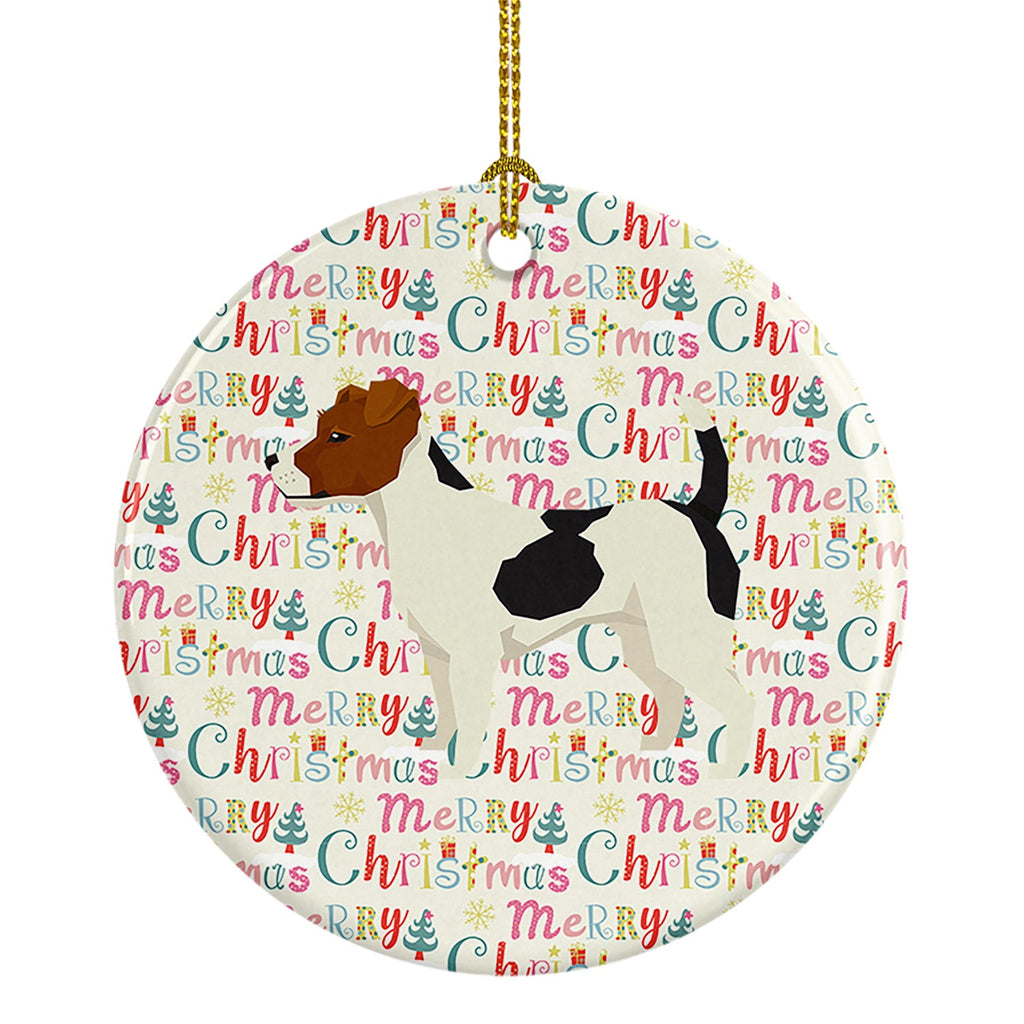 Jack Russell Terrier Merry Christmas Ceramic Ornament